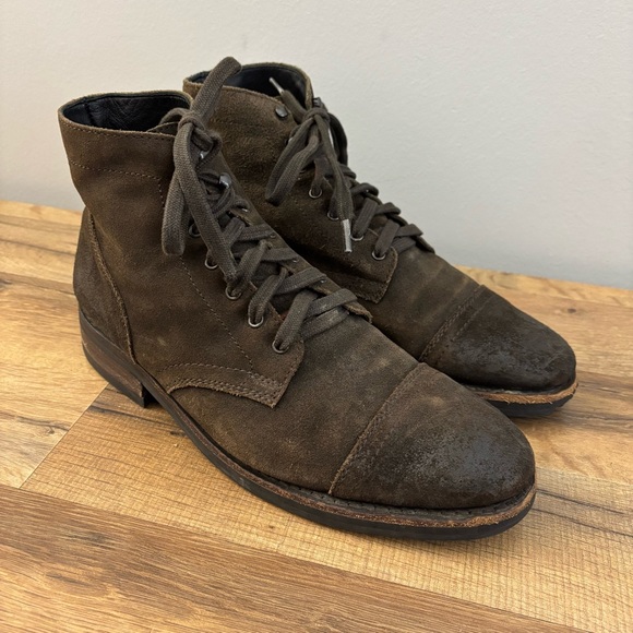 Thursday Boot Company Captain Suede Dark Brown Handmade Lace Up - Picture 1 of 12